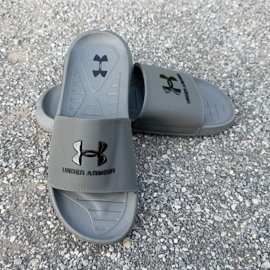 Premium Grey Comfort Slides for Men | Soft Sole Anti-Slip Slippers | Free Delivery