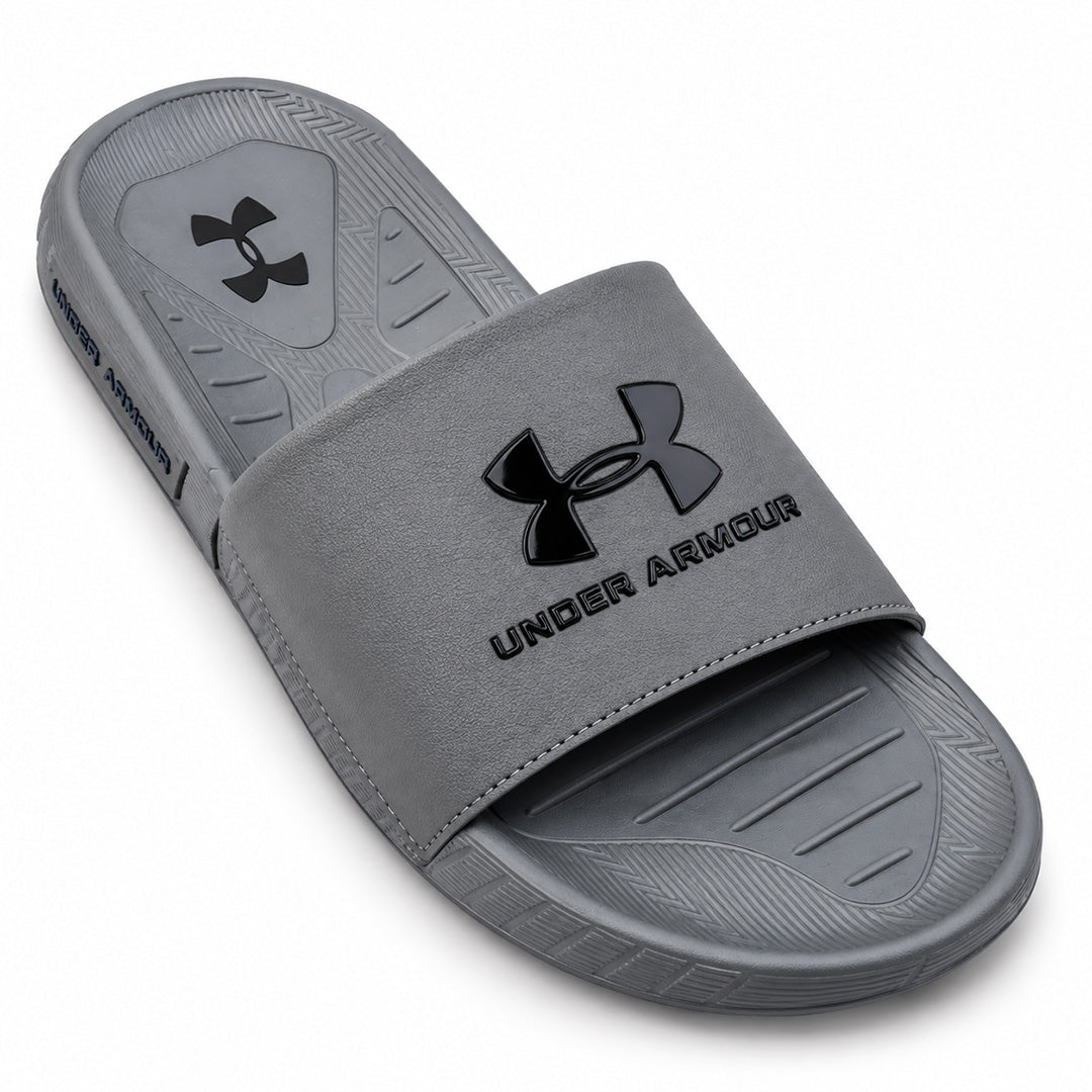 Premium Grey Comfort Slides for Men | Soft Sole Anti-Slip Slippers | Free Delivery