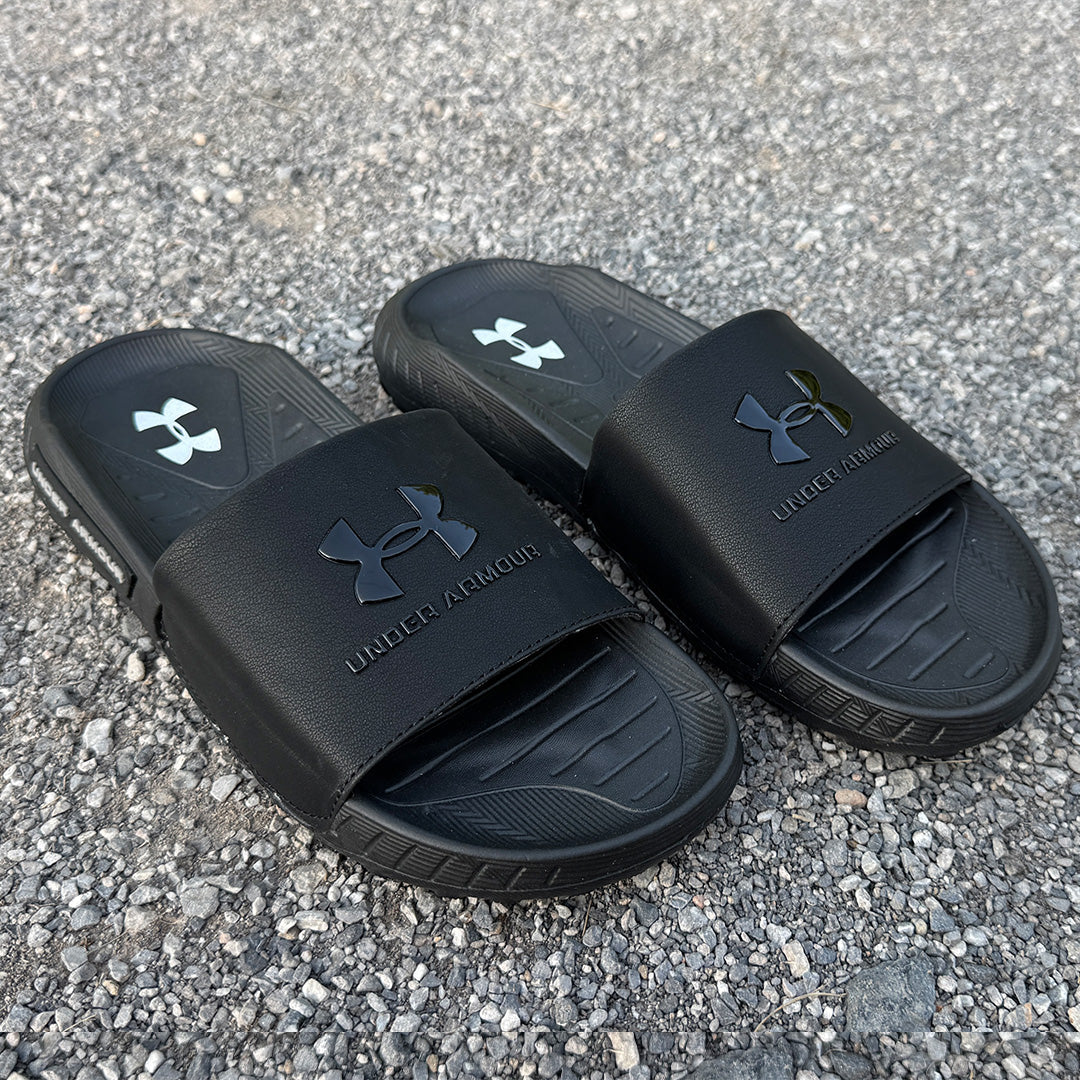 Premium Black Comfort Slides for Men | Soft Sole Anti-Slip Slippers | Free Delivery
