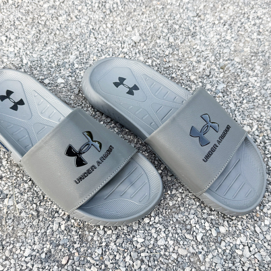 Premium Grey Comfort Slides for Men | Soft Sole Anti-Slip Slippers | Free Delivery