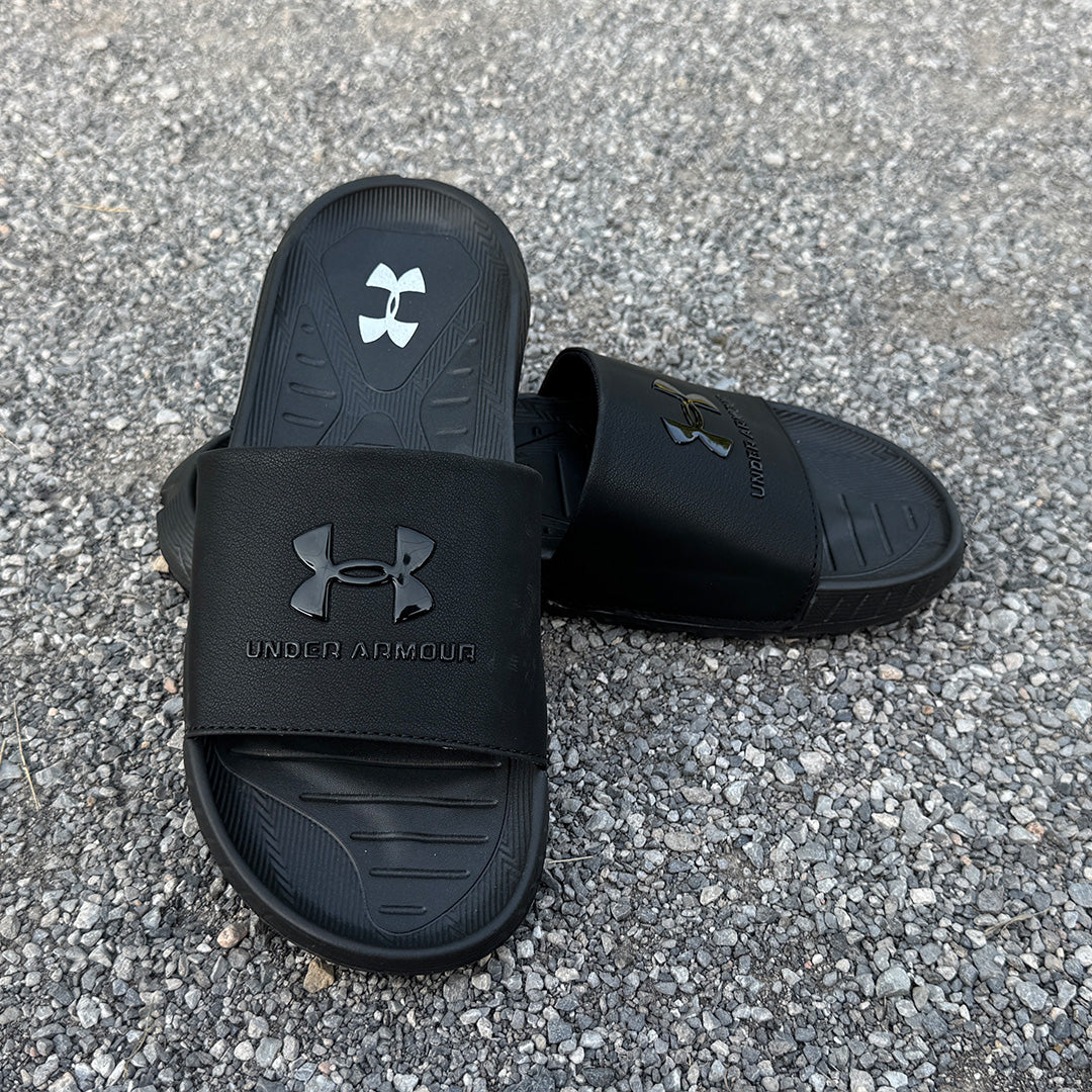 Premium Black Comfort Slides for Men | Soft Sole Anti-Slip Slippers | Free Delivery