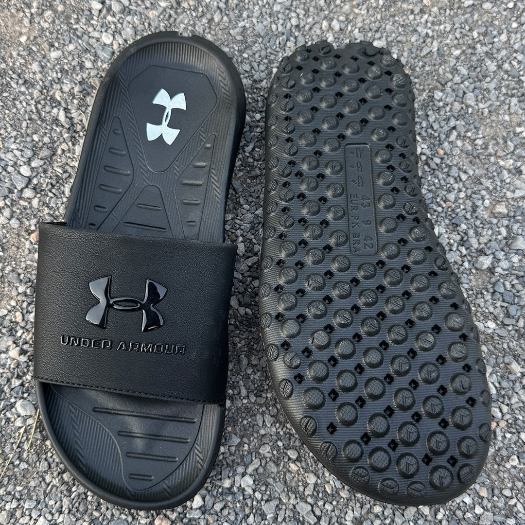 Premium Black Comfort Slides for Men | Soft Sole Anti-Slip Slippers | Free Delivery