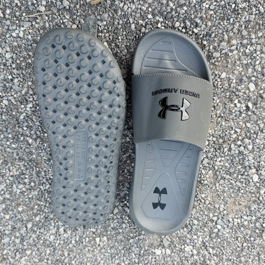 Premium Grey Comfort Slides for Men | Soft Sole Anti-Slip Slippers | Free Delivery
